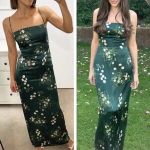 Reformation Green Floral Maxi Dress